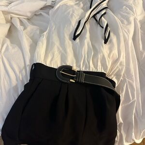 Zara Black and White Belted Dress
